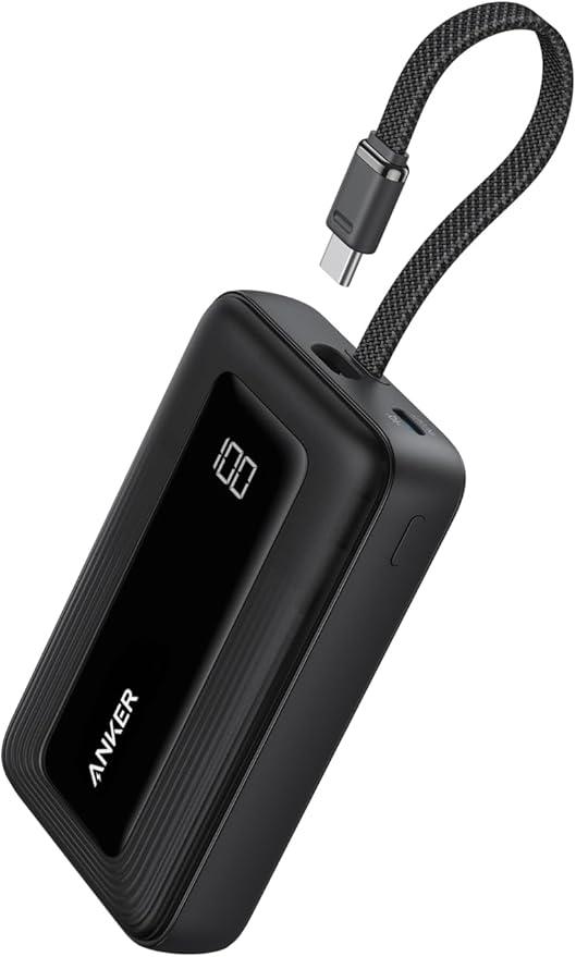 Anker Zolo Power Bank (10000mAh, 30W, Built-In USB-Cケーブル) (モバイルバッテリー 10000mAh 最大30W出力 USB-C ケーブル一体型 ディスプレイ搭載)