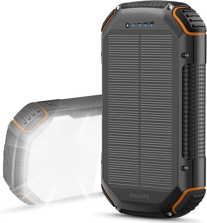 Philips(フィリップス)【ソーラー モバイルバッテリー 20000mAh】ソーラー充電器 ソーラーチャージャー 4way蓄電 大容量充電器 ５ポート